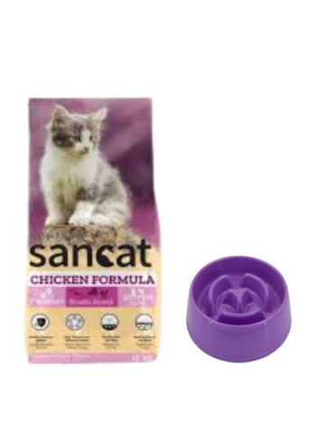Sancat Premium Tavuklu Yavru Kedi Maması 15 Kg,Yavaş Yeme Mama Kabı 375 Ml.