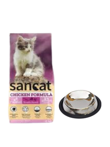 Sancat Premium Tavuklu Yavru Kedi Maması 15 Kg,Kaymaz Tabanlı Su ve Mama Kabı