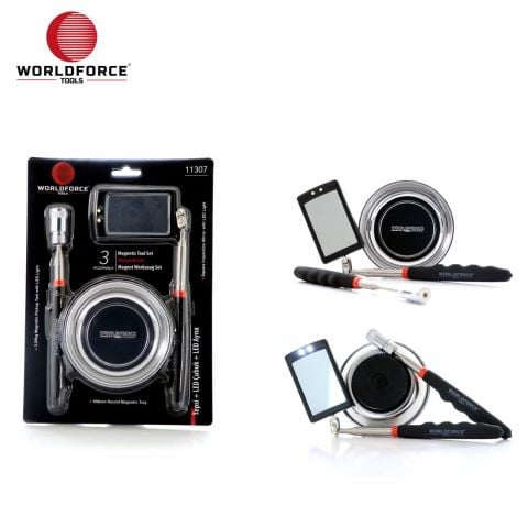 Worldforce Manyetik Set 3'lü (Tepsi + LED Çubuk + LED Ayna)