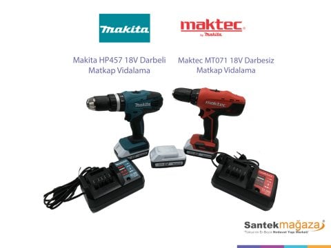 Makita 18 Volt Şarjlı Matkap Set HP457DWE3 3 Akülü Vidalama