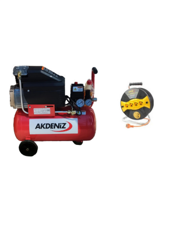 Akdeniz 24 Lt. Yağlı Hava Kompresörü+LUXOR 3x1,5 20 mt Seyyar