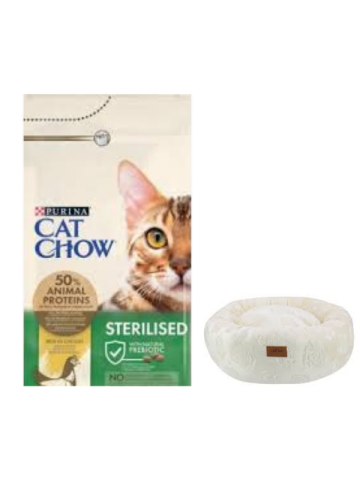 Cat Chow Sterilised Yetişkin Kedi Maması 15 Kg, Krem Luxe Donut Yatak