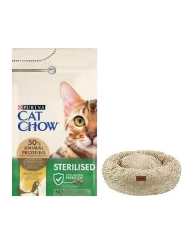 Cat Chow Sterilised Yetişkin Kedi Maması 15 Kg, Kahve Luxe Donut Yatak