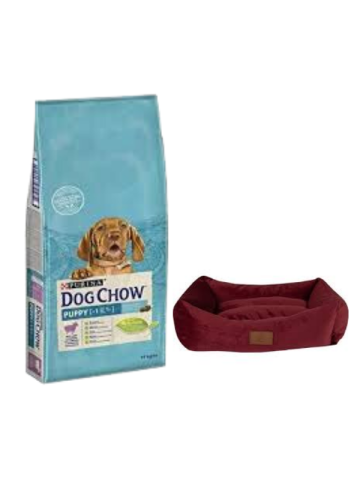 Dog Chow Kuzu Etli Yavru Köpek Maması 14 Kg,Mini Small Bordo Yatak