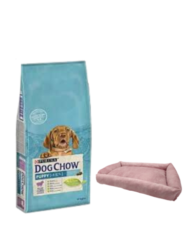 Dog Chow Kuzu Etli Yavru Köpek Maması 14 Kg,Mini Small Pembe Yatak