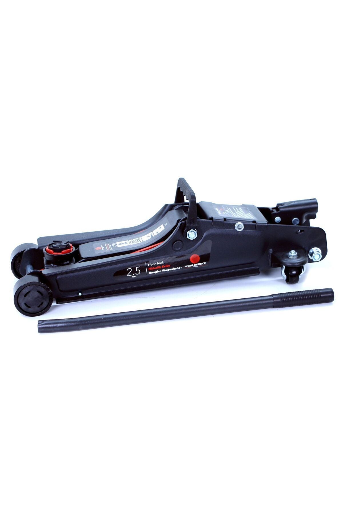 Worldforce 2,5 Ton Hidrolik Kriko Uzun Şase Yeni Nesil Düşük Profil Mini:85mm Max:375mm