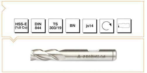 Makina Takım Endüstrisi Hsse Dın 844/bn  Parmak Freze 12mm Kısa