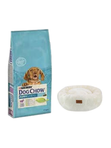 Dog Chow Kuzu Etli Yavru Köpek Maması 14 Kg,Krem Luxe Donut Yatak