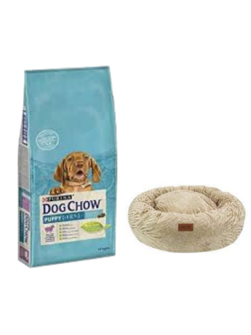 Dog Chow Kuzu Etli Yavru Köpek Maması 14 Kg,Kahve Luxe Donut Yatak