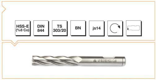 Makina Takım Endüstrisi Hsse Dın 844/bn  Parmak Freze 12 Mm Uzun