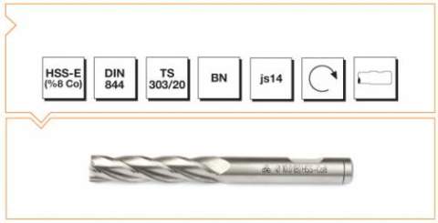 Makina Takım Endüstrisi Hsse Dın 844/bn  Parmak Freze 12 Mm Uzun