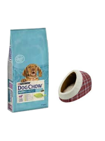 Dog Chow Kuzu Etli Yavru Köpek Maması 14 Kg,Mia Alaska Ekose Kırmızı Yatak