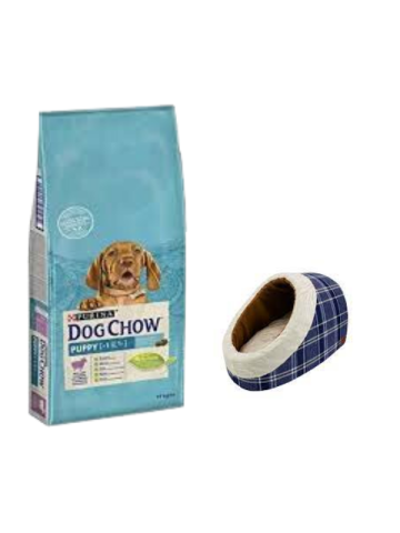 Dog Chow Kuzu Etli Yavru Köpek Maması 14 Kg,Mia Alaska Ekose Mavi Yatak
