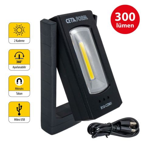 Ceta Form R10-COM1 Şarjlı Led Kompakt Çalışma Lambası - 300 Lümen