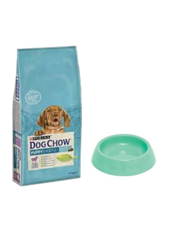 Dog Chow Kuzu Etli Yavru Köpek Maması 14 Kg,Yuvarlak Su ve Mama Kabı