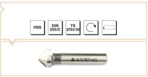 Makina Takım Endüstrisi Hss Dın 335/c Havşa Freze 16,5 Mm-90