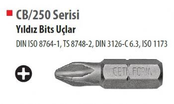 Ceta Form CB/250 Serisi Yıldız Bits Uçlar PH0-25 mm