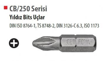 Ceta Form CB/250 Serisi Yıldız Bits Uçlar PH0-25 mm
