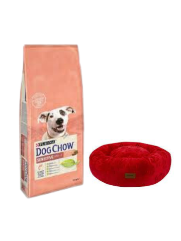 Dog Chow Somonlu Yetişkin Köpek Maması 14 Kg,Kırmızı Luxe Donut Yatak