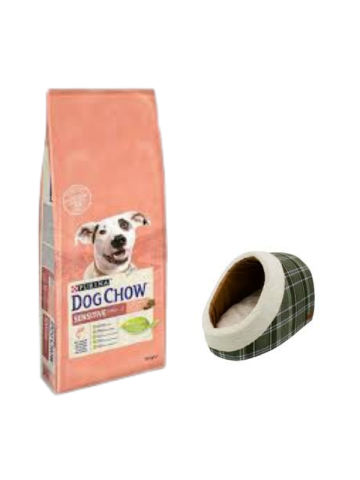 Dog Chow Somonlu Yetişkin Köpek Maması 14 Kg,Mia Alaska Ekose Yeşil Yatak