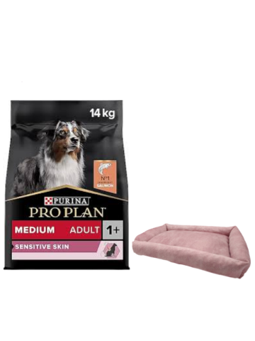 Pro Plan Medium Adult Somonlu Hassas Yetişkin Köpek Maması 14 Kg,Mini Small Pembe Yatak