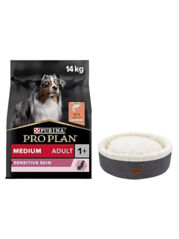 Pro Plan Medium Adult Somonlu Hassas Yetişkin Köpek Maması 14 Kg,Gri Mia Donut Yatak