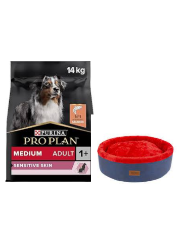 Pro Plan Medium Adult Somonlu Hassas Yetişkin Köpek Maması 14 Kg,Lacivert Mia Donut Yatak