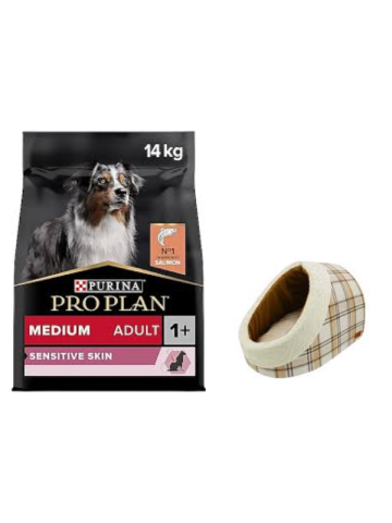 Pro Plan Medium Adult Somonlu Hassas Yetişkin Köpek Maması 14 Kg,Mia Alaska Ekose Krem Yatak