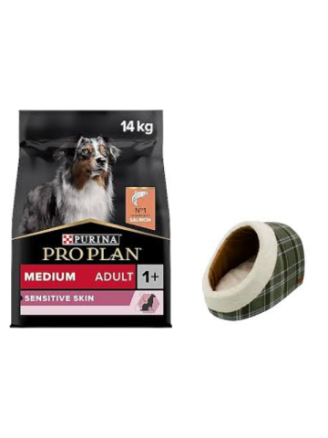 Pro Plan Medium Adult Somonlu Hassas Yetişkin Köpek Maması 14 Kg,Mia Alaska Ekose Yeşil Yatak