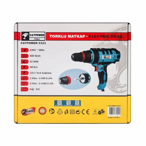 Catpower 5323 Elektrikli Torklu Vidalama 300 Watt Çıkarılabilir Mandren ve Bits Uç Girişli