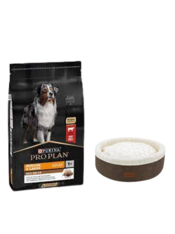 Pro Plan Duo Delice Orta ve Büyük Irk Yetişkin Köpek Maması 10 Kg,Kahve Mia Donut Yatak