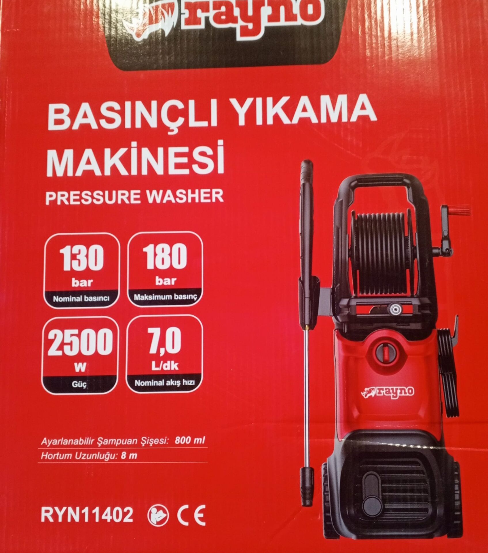 Rayno Yüksek Basınçlı Oto Yıkama Makinesi 2500W 195 Bar