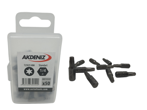 Akdeniz AKD/T25225 1/4 Torx T25x25 Mm 50 Adet Bits Uç