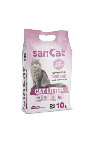 Sancat Bebek Pudra Kokulu 10 Lt Kedi Kumu, Süzgeçli Kedi Tuvaleti, Koku Giderici Toz