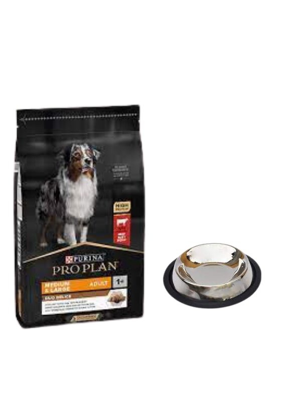 Pro Plan Duo Delice Orta ve Büyük Irk Yetişkin Köpek Maması 10 Kg,Kaymaz Tabanlı Su ve Mama Kabı