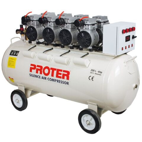 Proter Sessiz- Yağsız 200 Lt 4Hp Monofaze 8 Bar Kompresör