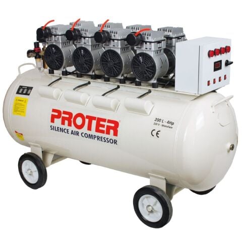 Proter Sessiz- Yağsız 200 Lt 4Hp Monofaze 8 Bar Kompresör