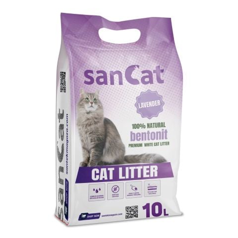Sancat Lavanta Kokulu 10 Lt Kedi Kumu, Süzgeçli Kedi Tuvaleti, Koku Giderici Toz