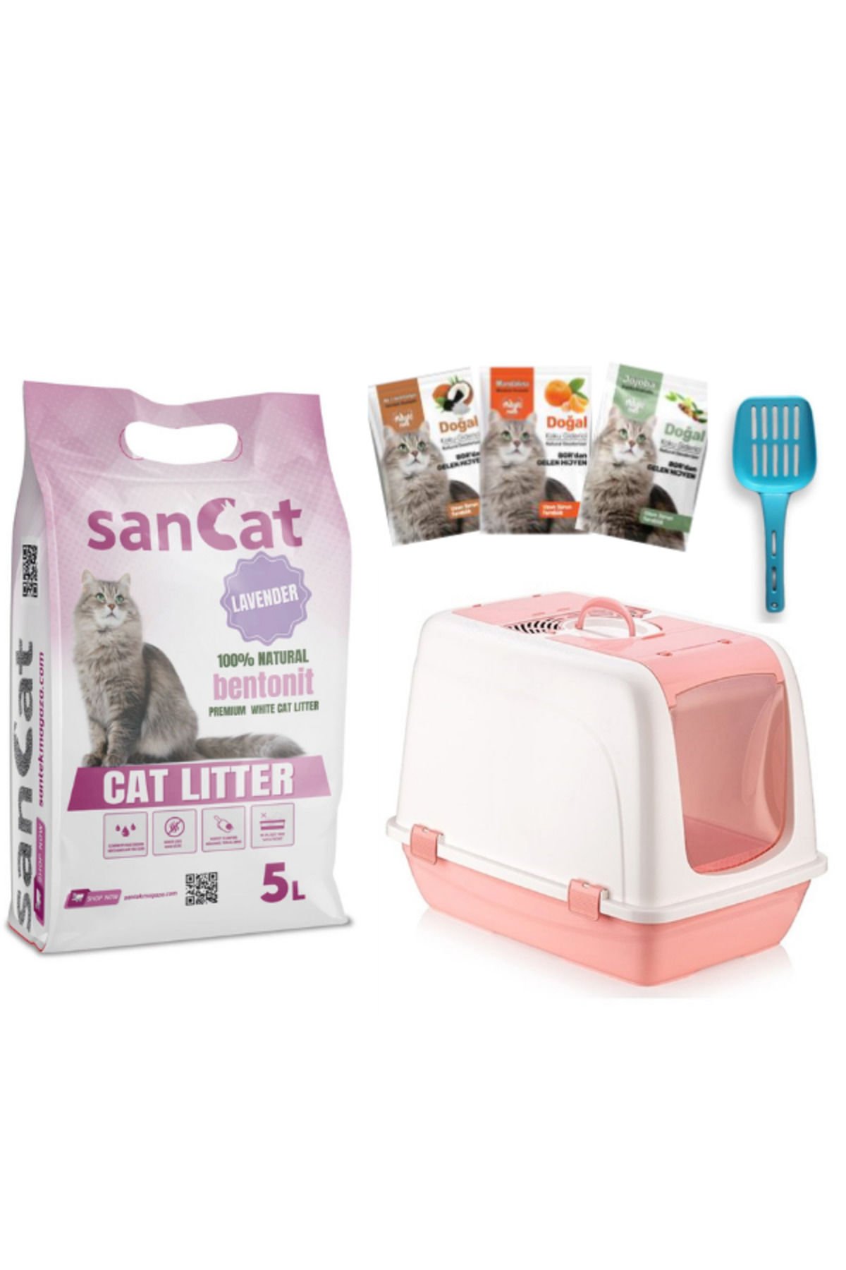 Sancat Lavanta Kokulu 5 Lt Kedi Kumu, Kapalı Kedi Tuvaleti, Koku Giderici Toz