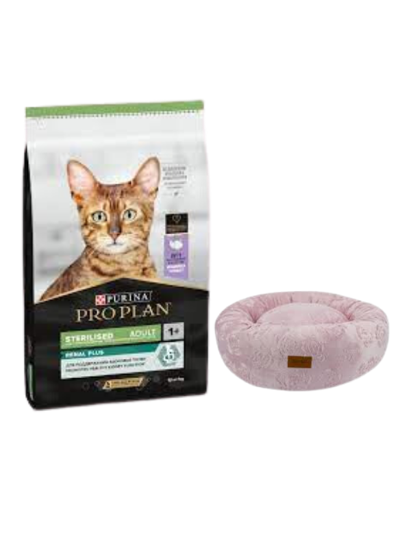 Pro Plan Sterilised Hindi Etli Kısırlaştırılmış Yetişkin Kedi Maması 10 Kg, Pembe Luxe Donut Yatak