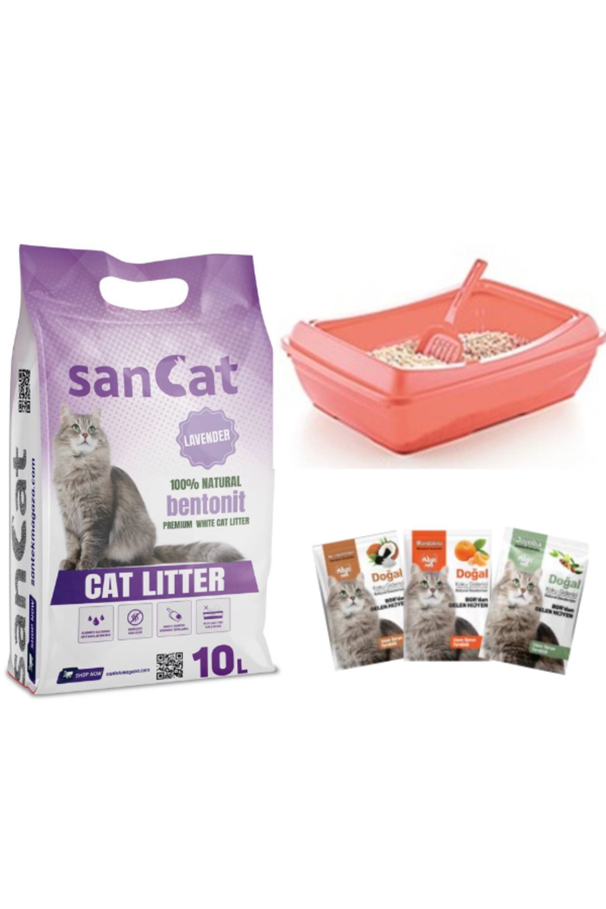 Sancat Lavanta Kokulu 10 Lt Kedi Kumu, Açık Kedi Tuvaleti, Koku Giderici Toz