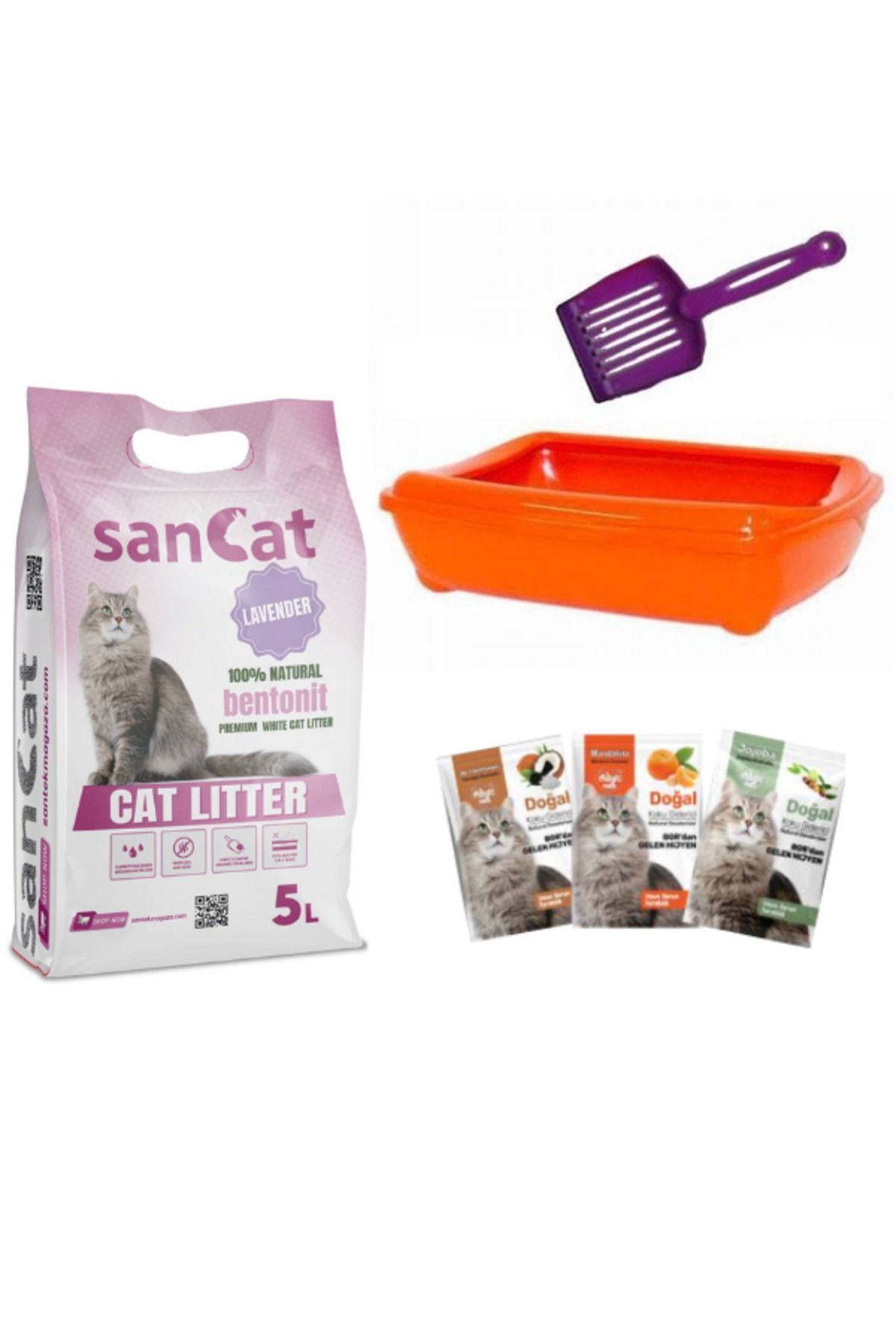 Sancat Lavanta Kokulu 5 Lt Kedi Kumu, Açık Kedi Tuvaleti, Koku Giderici Toz