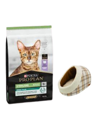 Pro Plan Sterilised Hindi Etli Kısırlaştırılmış Yetişkin Kedi Maması 10 Kg,Mia Alaska Ekose Krem Yatak