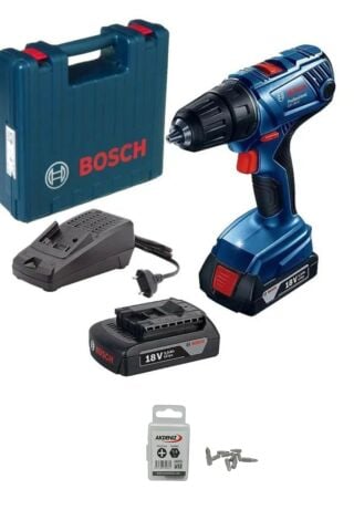 Bosch Professional GSR 180-LI 2x2.0Ah Çift Akülü Delme/Vidalama Makinesi - 06019F8109+Akdeniz AKD/225 1/4 Yıldız Bits Uç PH2x25 MM