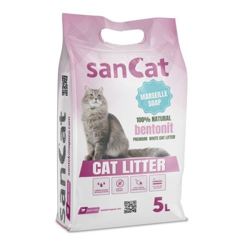 Sancat Marsilya Sabun Kokulu 5 Lt Kedi Kumu, Açık Kedi Tuvaleti, Koku Giderici Toz