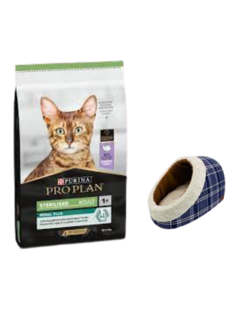 Pro Plan Sterilised Hindi Etli Kısırlaştırılmış Yetişkin Kedi Maması 10 Kg, Mia Alaska Ekose Mavi Yatak