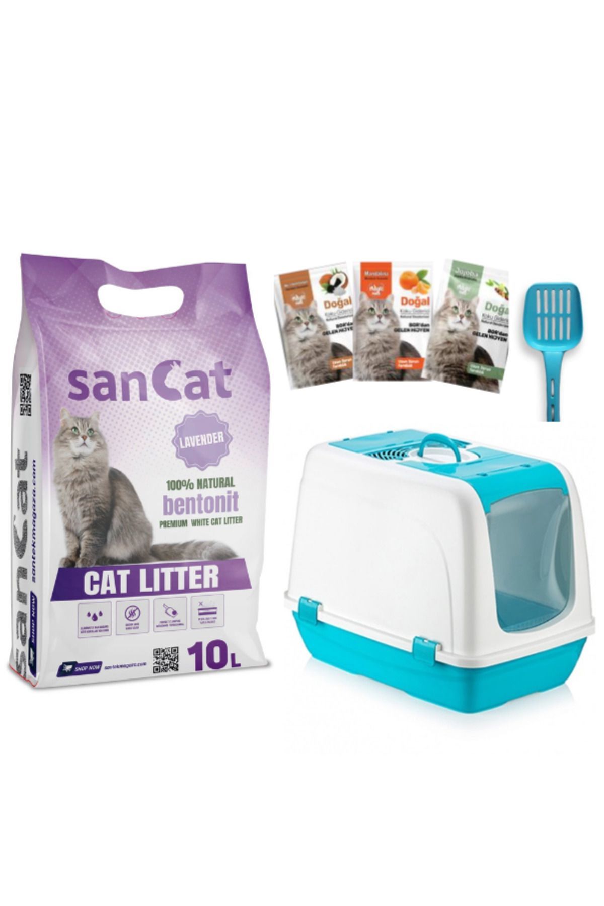 Sancat Lavanta Kokulu 10 Lt Kedi Kumu, Büyük Kedi Tuvaleti, Koku Giderici Toz