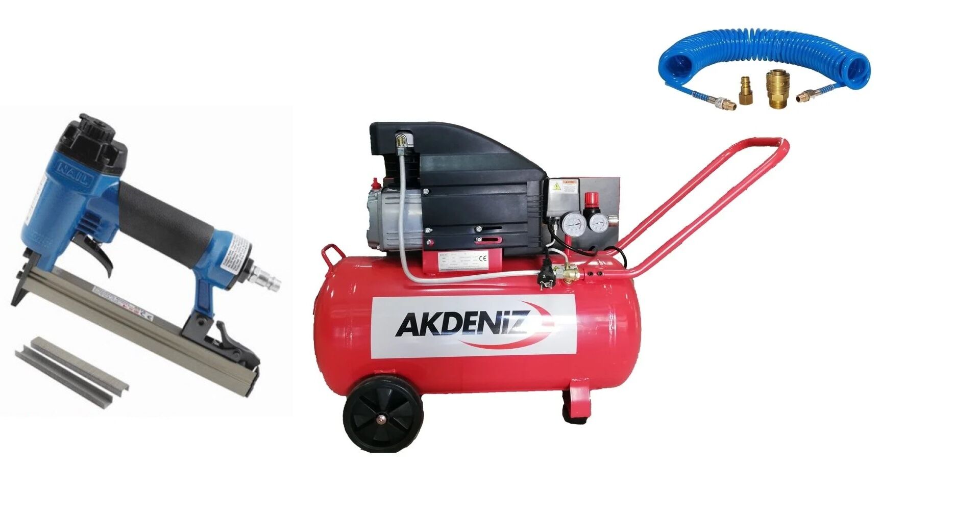 Akdeniz Nail 8016 Havalı Zımba Tabancası + Akdeniz 50 Lt Kompresör