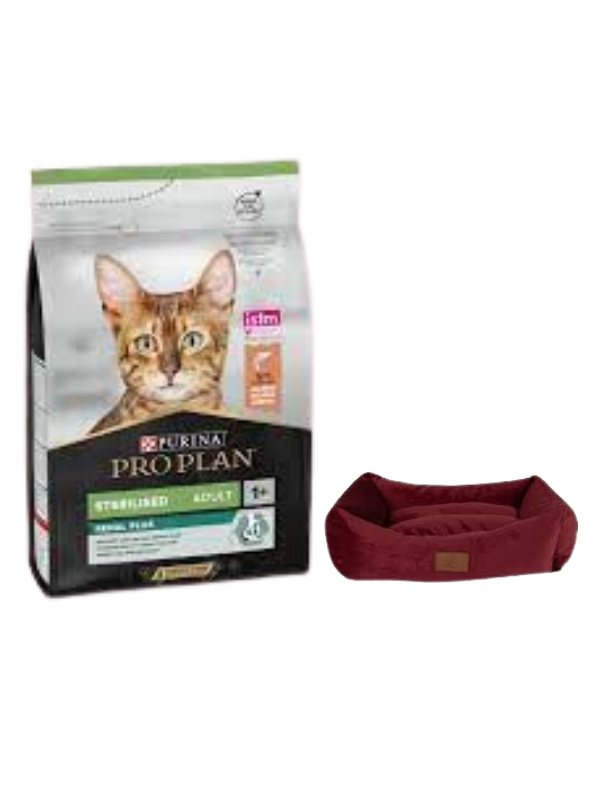 Pro Plan Sterilised Somonlu Kısırlaştırılmış Yetişkin Kedi Maması 10 KG, Mini Small Bordo Yatak