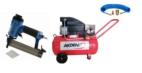 Nail 1832 Havalı Çivi Çakma Tabancası , Akdeniz 50 Lt Kompresör Seti